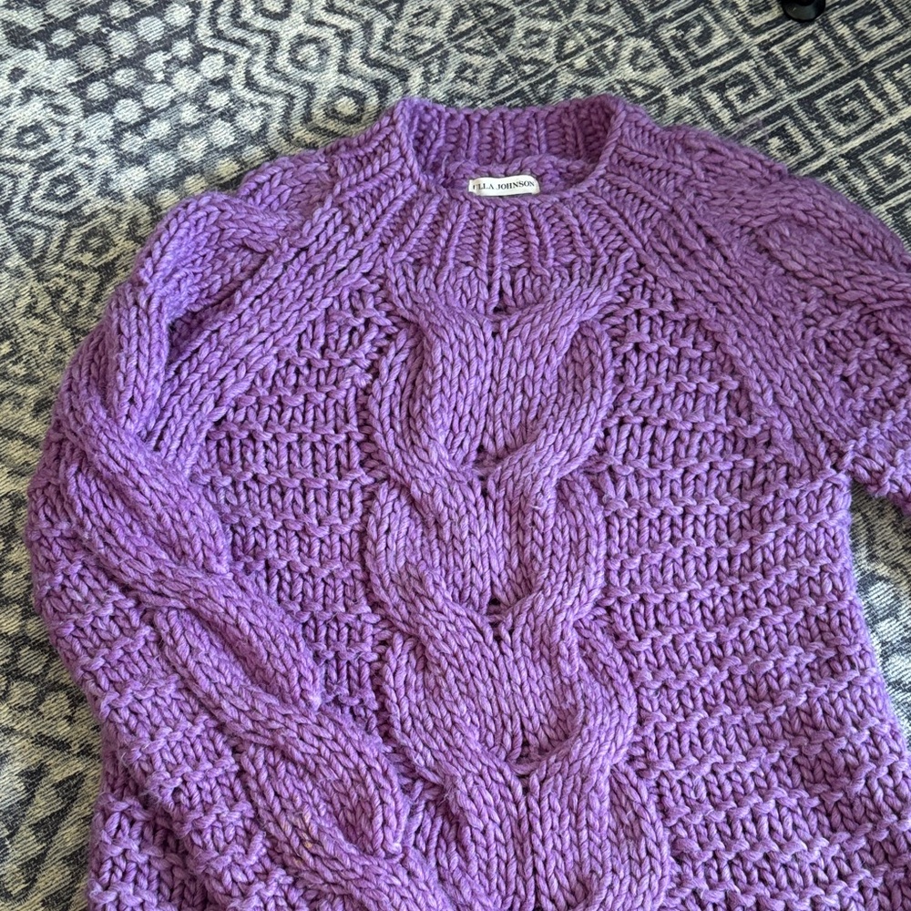 Ulla Johnson Lavender Cable Knit Sweater in alpaca wool - Picture 3 of 4